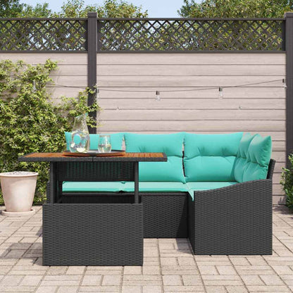 Set da Pranzo per Giardino con cuscino 5 pcs Nero e Verde acqua | homemem39