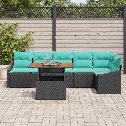 Set da Pranzo per Giardino con cuscino 7 pcs Nero e Verde acqua | homemem39