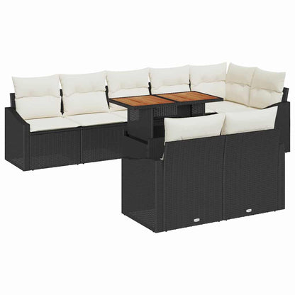 Set Divano da Giardino con cuscino 9 pcs Nero e Crema | homemem39