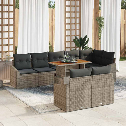 Set Divano da Giardino con cuscino 9 pcs Grigio e Marrone