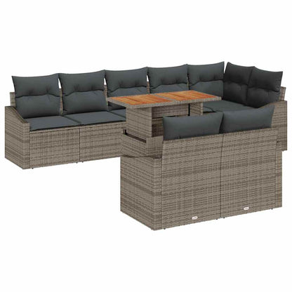 Set Divano da Giardino con cuscino 9 pcs Grigio e Marrone | homemem39