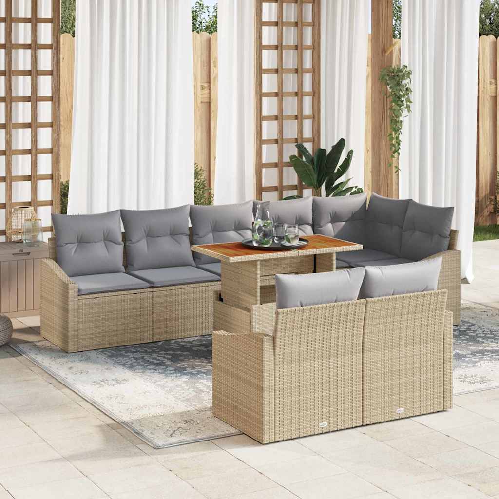 Set Divano da Giardino con cuscino 9 pcs Beige e grigio | homemem39