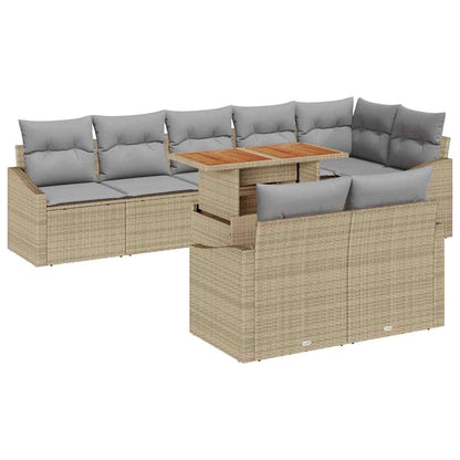 Set Divano da Giardino con cuscino 9 pcs Beige e grigio | homemem39