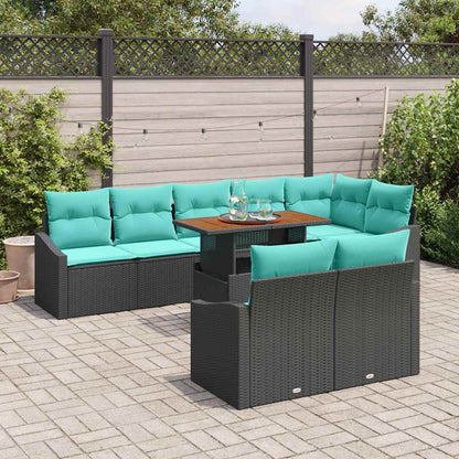 Set da Pranzo per Giardino con cuscino 9 pcs Nero e Verde acqua | homemem39