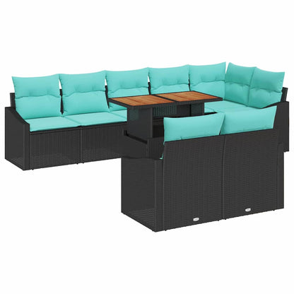 Set da Pranzo per Giardino con cuscino 9 pcs Nero e Verde acqua | homemem39