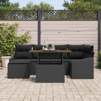 Set da Pranzo per Giardino con cuscino 7 pcs Nero e Marrone