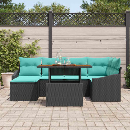 Set da Pranzo per Giardino con cuscino 7 pcs Nero e Verde acqua | homemem39