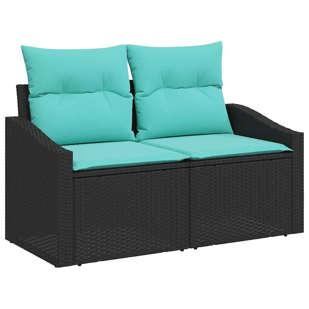 Set da Pranzo per Giardino con cuscino 7 pcs Nero e Verde acqua | homemem39
