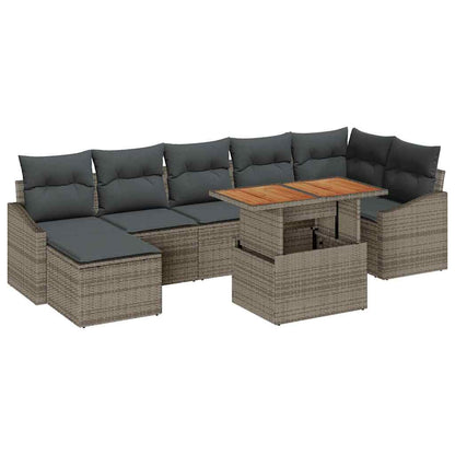 Set da Pranzo per Giardino con cuscino 8 pcs Grigio e Marrone | homemem39