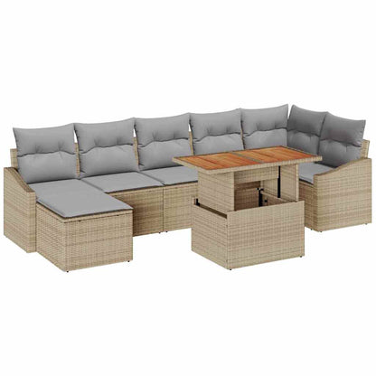 Set da Pranzo per Giardino con cuscino 8 pcs Beige e grigio | homemem39
