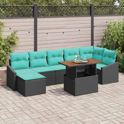 Set Divano da Giardino con cuscino 8 pcs Nero e Verde acqua | homemem39