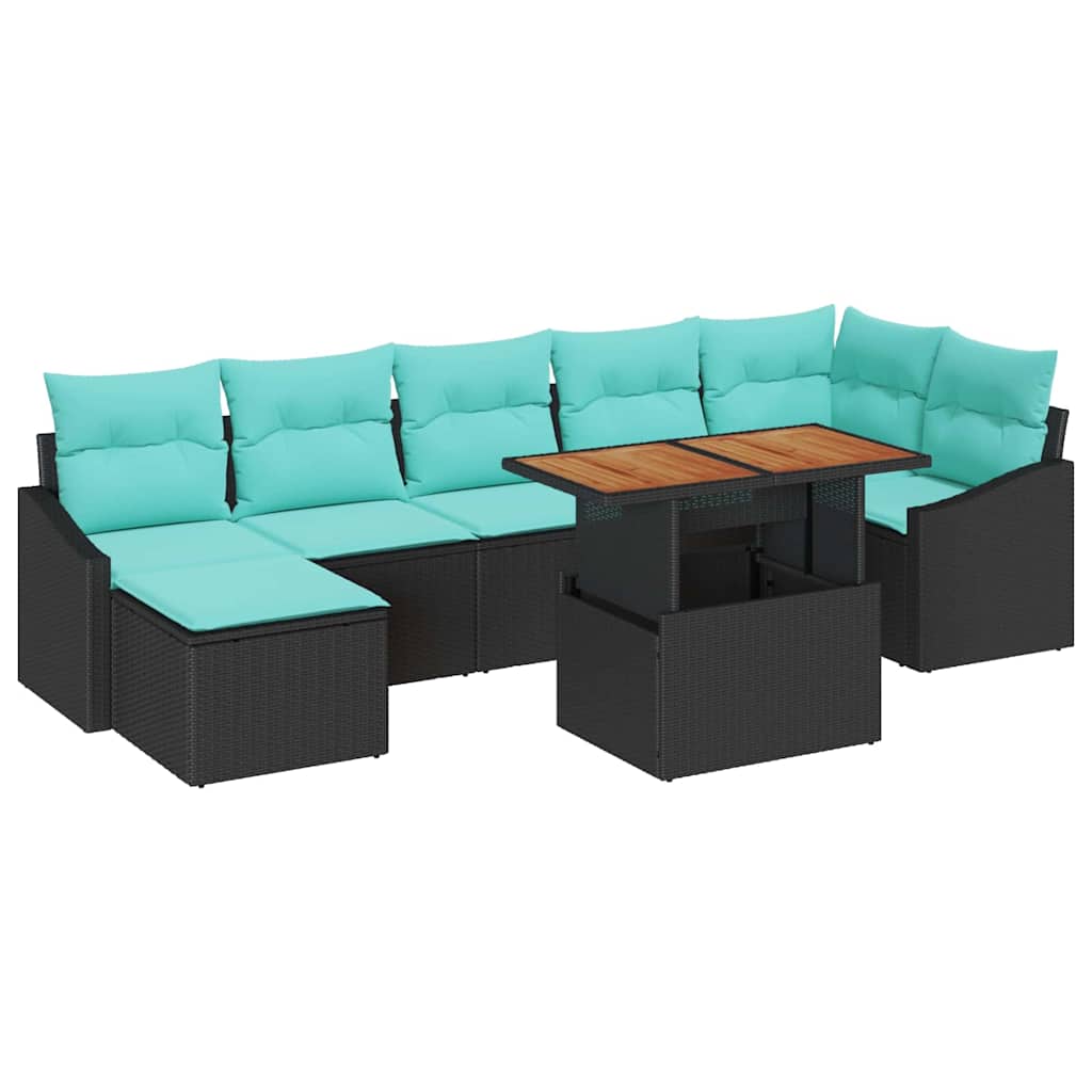 Set Divano da Giardino con cuscino 8 pcs Nero e Verde acqua | homemem39