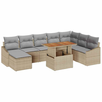 Set Divano da Giardino 9 pcs Beige e grigio | homemem39