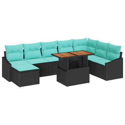 Set da Pranzo per Giardino con cuscino 9 pcs Nero e Verde acqua | homemem39