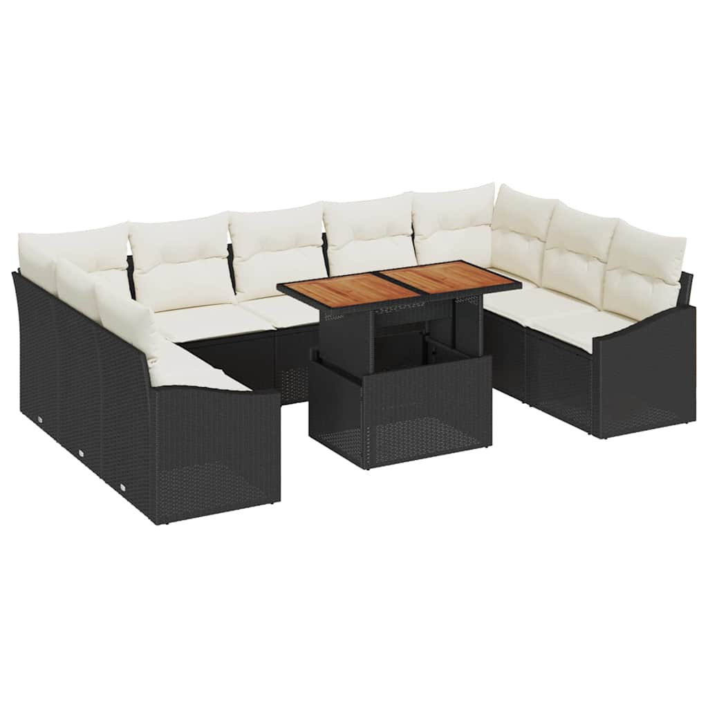 Set da Pranzo per Giardino con cuscino 10 pcs Nero e Crema | homemem39