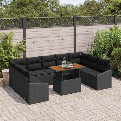 Set da Pranzo per Giardino con cuscino 10 pcs Nero e Marrone