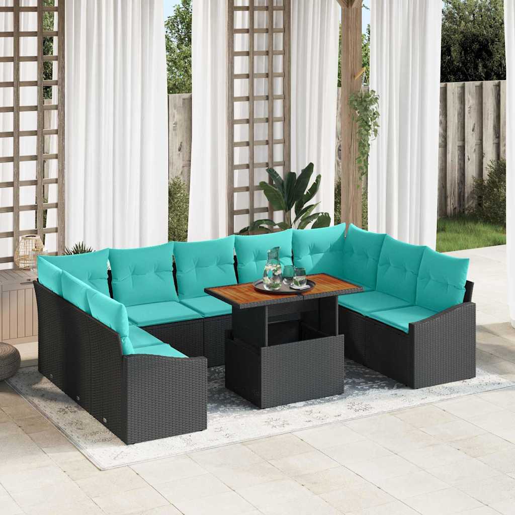 Set da Pranzo per Giardino 10 pcs Nero e Verde acqua | homemem39