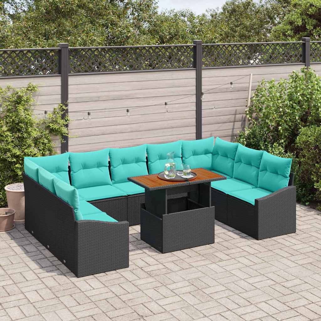 Set da Pranzo per Giardino 10 pcs Nero e Verde acqua | homemem39