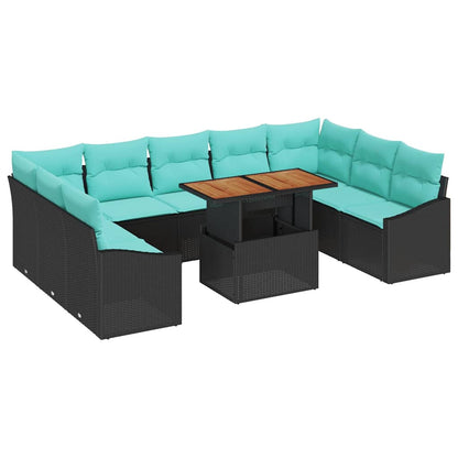Set da Pranzo per Giardino 10 pcs Nero e Verde acqua | homemem39
