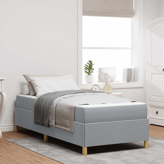 Letto a molle Grigio chiaro e Bianco 100 x 200 cm Tessuto