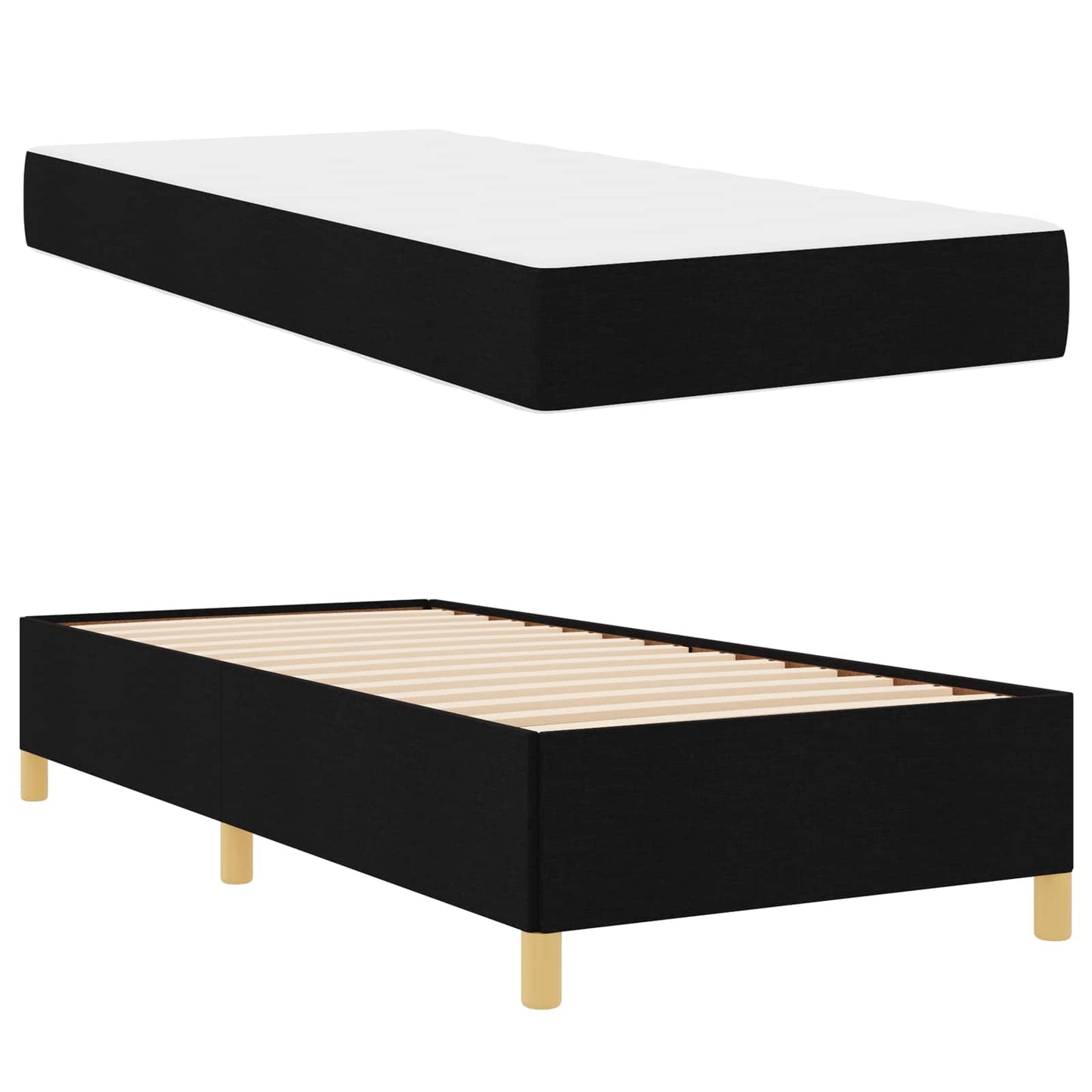 Struttura del letto con materasso Nero 100 x 200 cm Tessuto