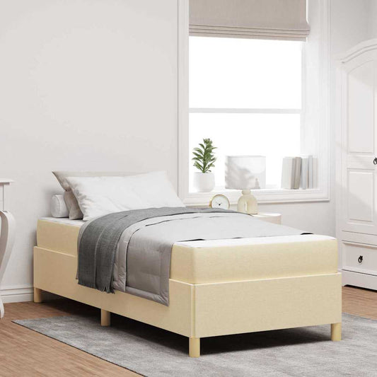 Letto a molle con materasso Bianco e crema 100 x 200 cm Tessuto