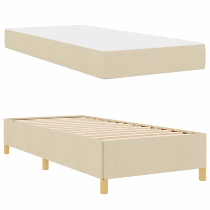 Letto a molle con materasso Bianco e crema 100 x 200 cm Tessuto