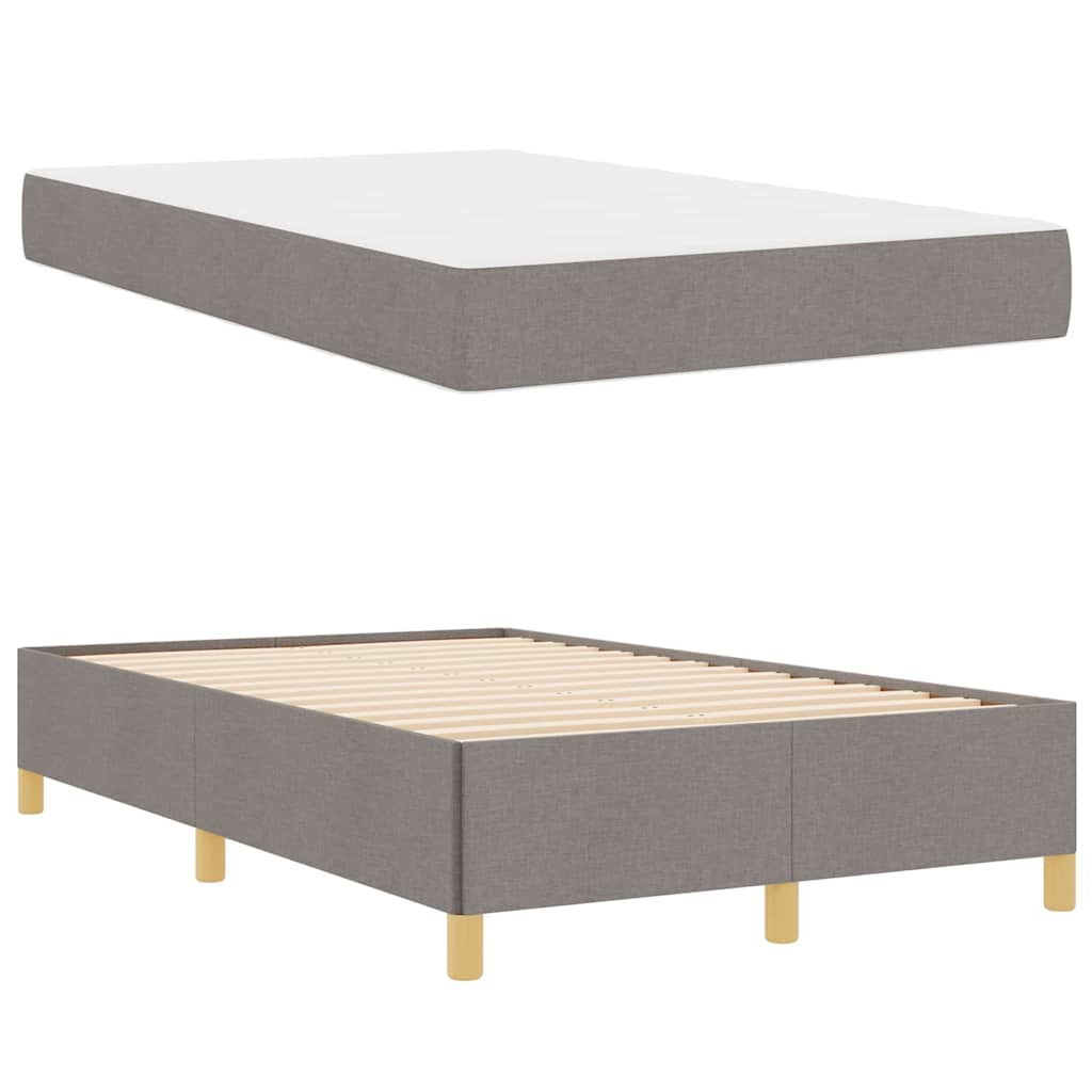 Letto a molle con materasso Taupe e bianco 120 x 190 cm Tessuto