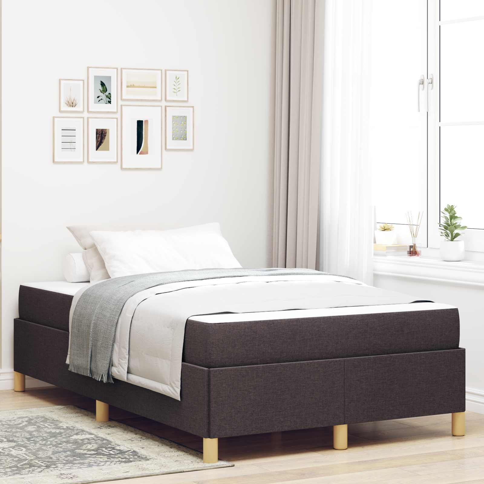Struttura del letto Marrone Scuro 120 x 200 cm Tessuto | homemem39