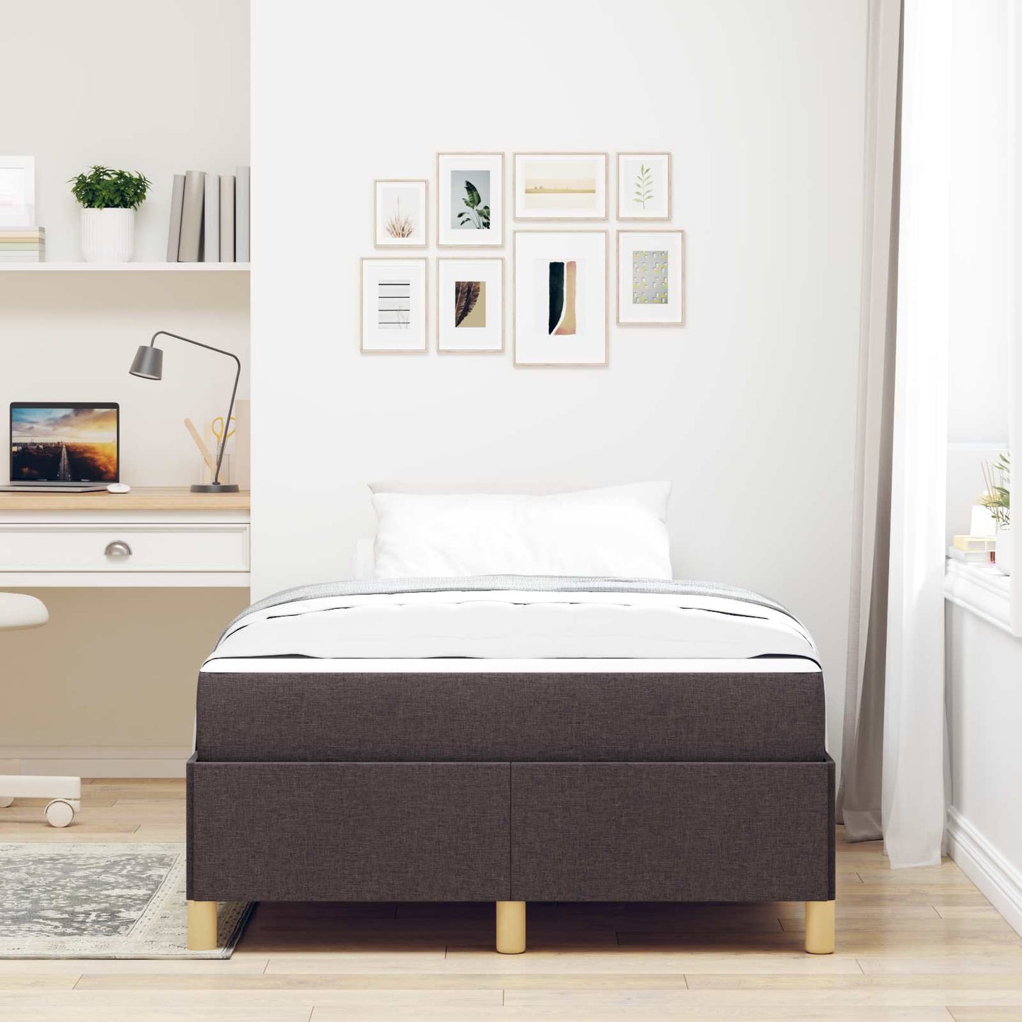 Struttura del letto Marrone Scuro 120 x 200 cm Tessuto | homemem39