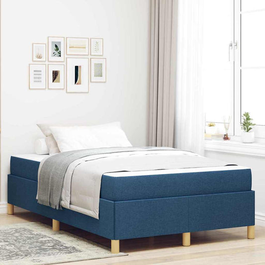Letto a molle con materasso Blu e Bianco 120 x 200 cm Tessuto