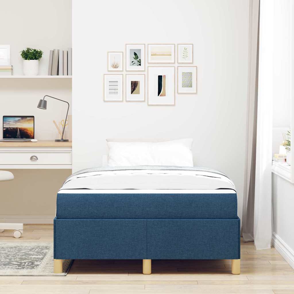 Letto a molle con materasso Blu e Bianco 120 x 200 cm Tessuto