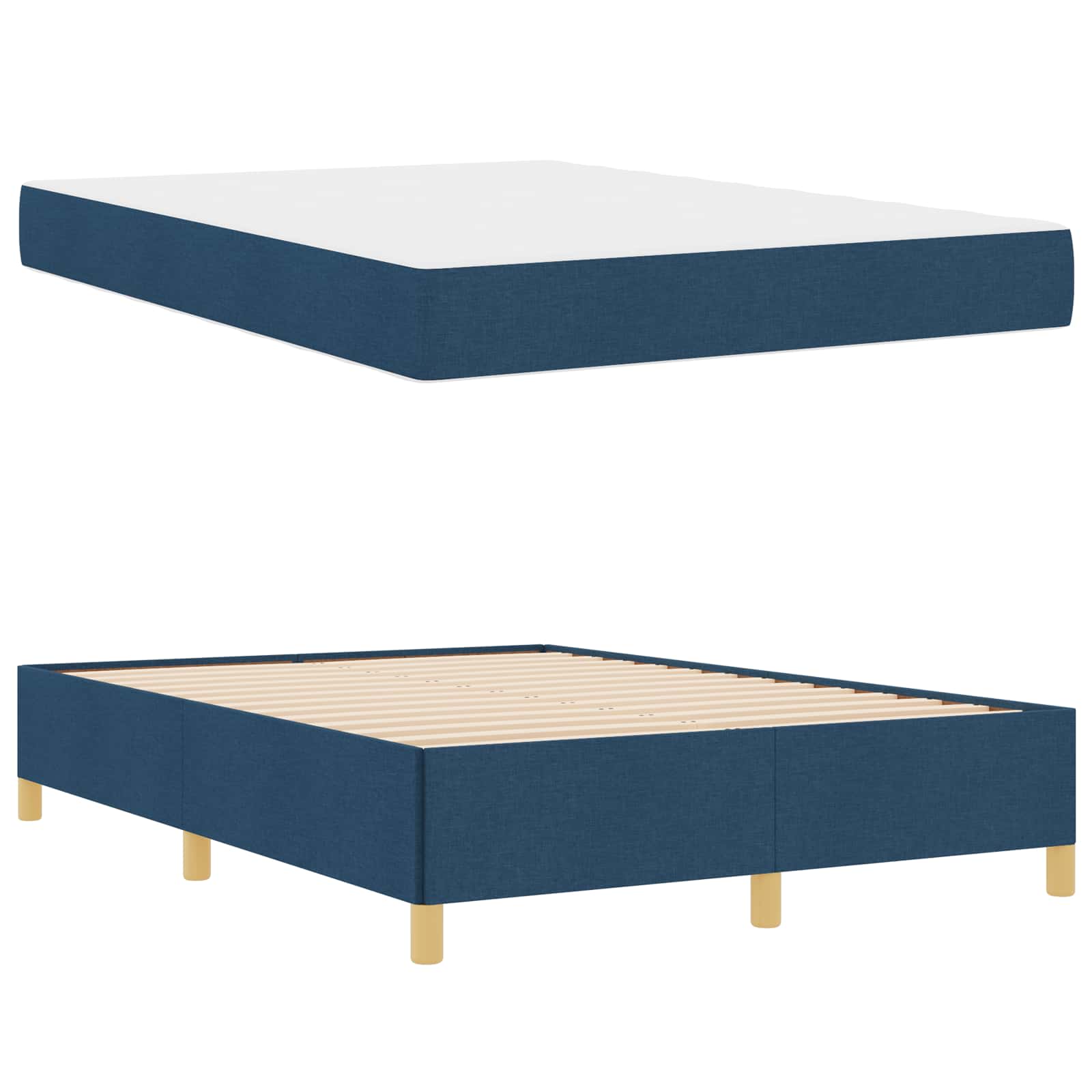 Struttura del letto con materasso Blu 140 x 190 cm Tessuto | homemem39
