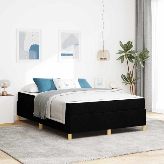 Letto a molle Nero e Bianco e Nero 140 x 200 cm Tessuto
