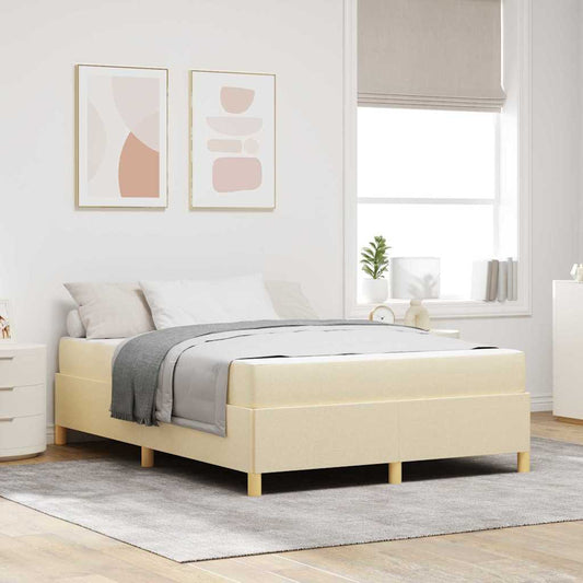 Letto a molle con materasso Crema e Bianco 140 x 200 cm Tessuto