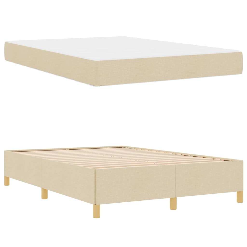 Letto a molle con materasso Crema e Bianco 140 x 200 cm Tessuto