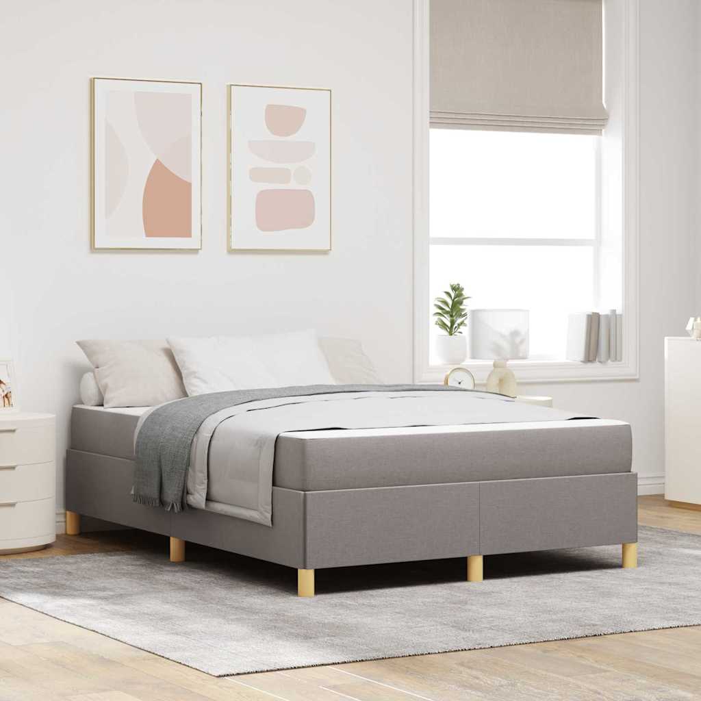 Letto a molle con materasso Taupe e bianco 160 x 200 cm Tessuto