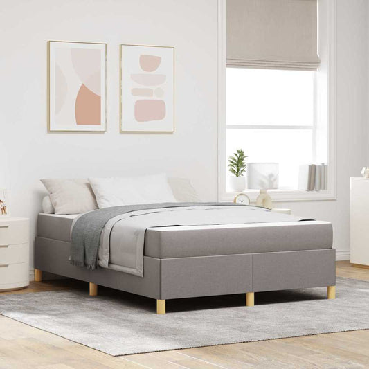 Letto a molle con materasso Taupe e bianco 160 x 200 cm Tessuto