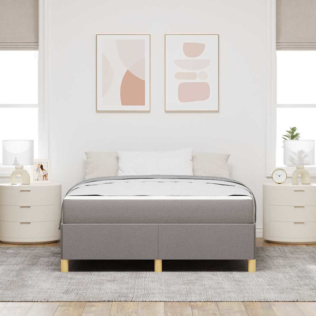 Letto a molle con materasso Taupe e bianco 160 x 200 cm Tessuto