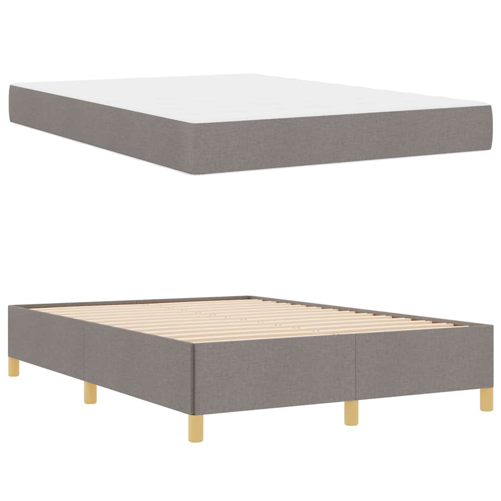 Letto a molle con materasso Taupe e bianco 160 x 200 cm Tessuto