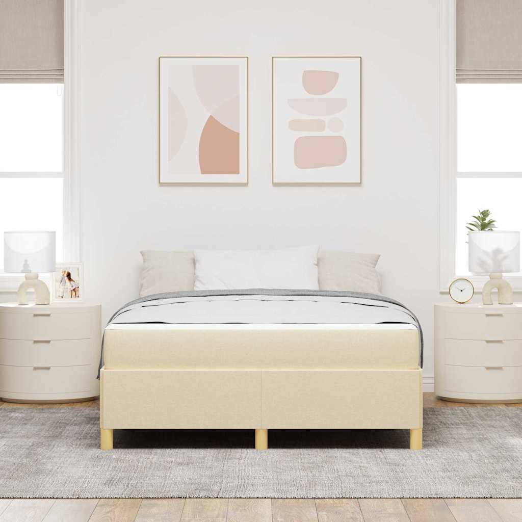 Letto a molle con materasso Crema e Bianco 160 x 200 cm Tessuto