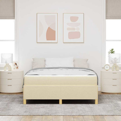 Letto a molle con materasso Crema e Bianco 160 x 200 cm Tessuto