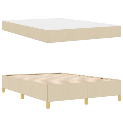 Letto a molle con materasso Crema e Bianco 160 x 200 cm Tessuto