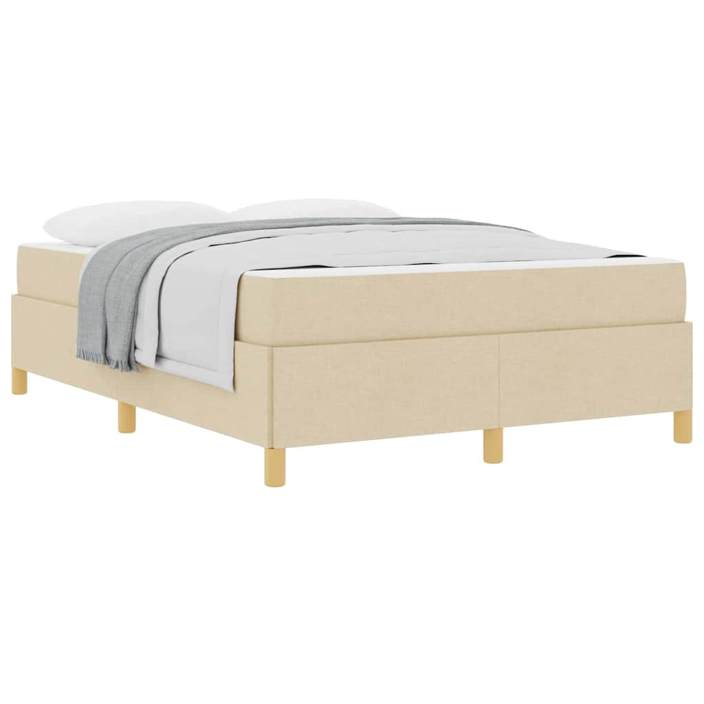 Letto a molle con materasso Crema e Bianco 160 x 200 cm Tessuto