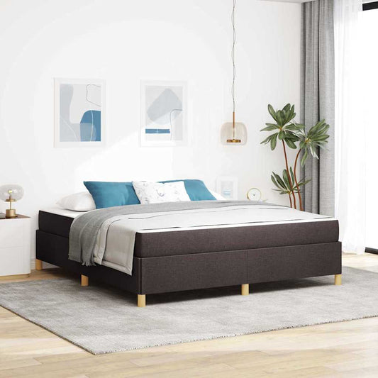 Letto a molle Marrone scuro e Bianco 180 x 200 cm Tessuto