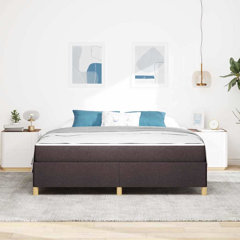 Letto a molle Marrone scuro e Bianco 180 x 200 cm Tessuto
