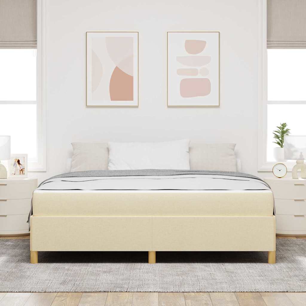 Letto a molle Crema e Beige e Bianco 180 x 200 cm Tessuto
