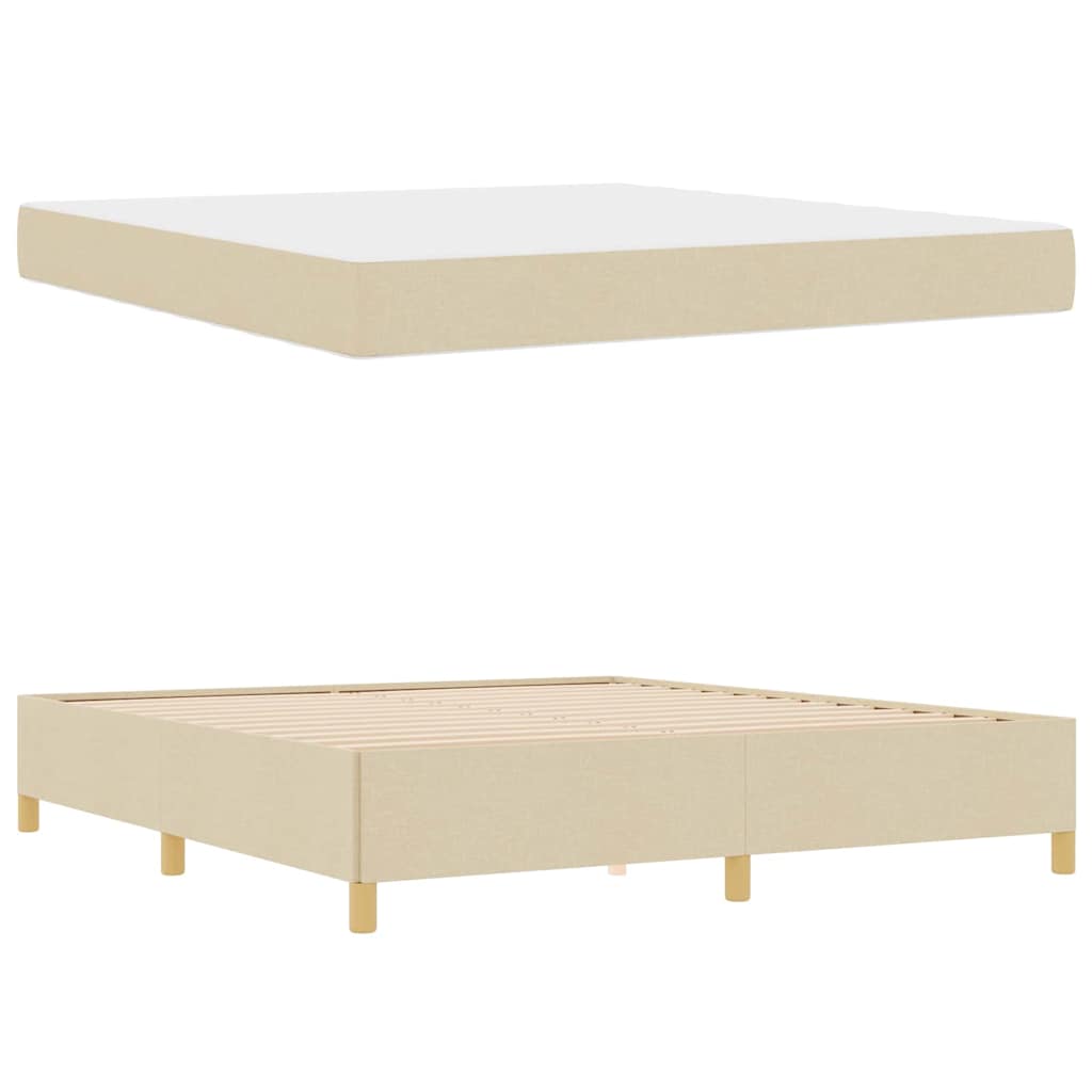 Letto a molle Crema e Beige e Bianco 180 x 200 cm Tessuto - homemem39