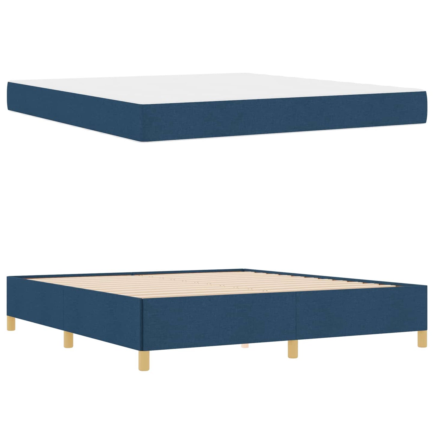 Struttura del letto con materasso Blu 180 x 200 cm Tessuto
