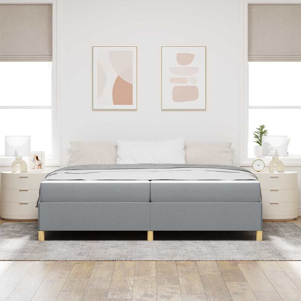 Letto a molle Grigio chiaro e Bianco 200 x 200 cm Tessuto - homemem39